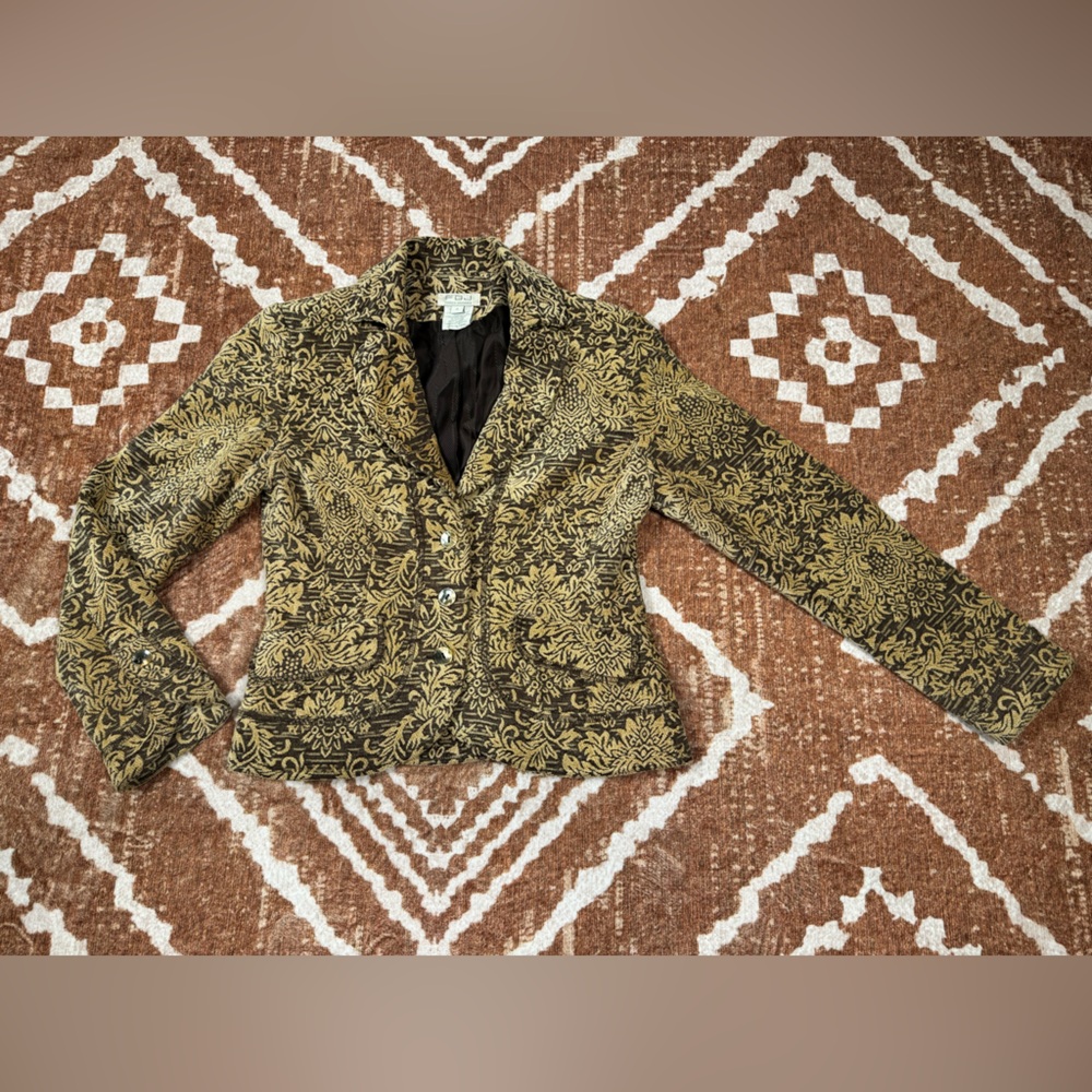 FDJ French dressing vintage fitted women’s button down brocade tapestry sz 4